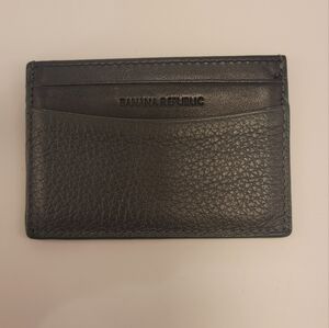 Banana Republic SLIM CROSSHATCHED LEATHER CARD CASE Black & Green New